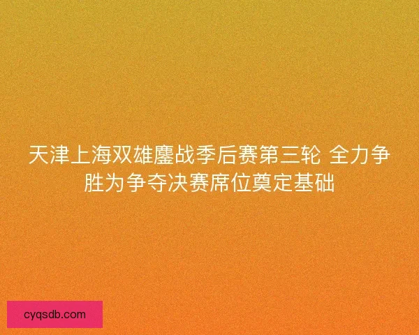 天津上海双雄鏖战季后赛第三轮 全力争胜为争夺决赛席位奠定基础